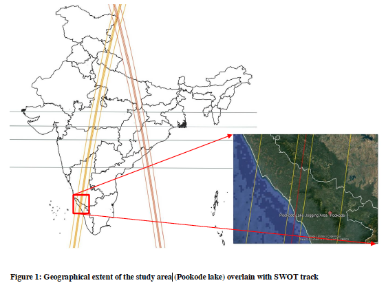 Pookode Lake, Wayanad, Kerala, India with SWOT data overlaid