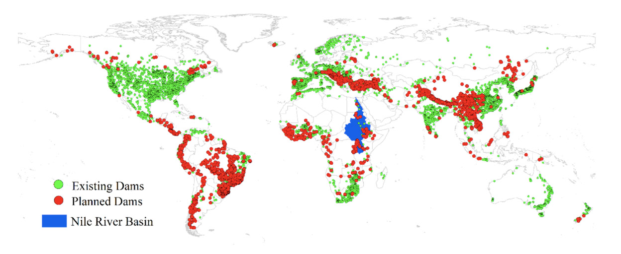 Alexandria University, Egypt - Global map of existing and planned dams