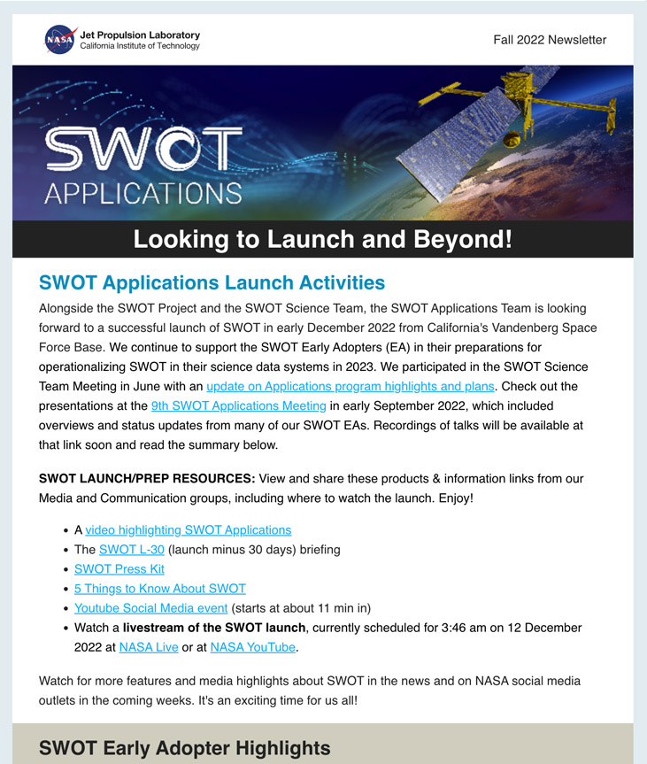 SWOT Application Newsletter - Fall 2022