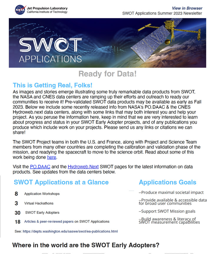 SWOT Applications Newsletter 2023 Summer Thumbnail
