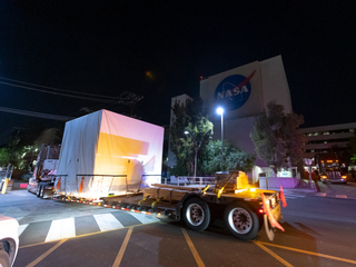 SWOT leaving NASA's Jet Propulsion Laboratory in Southern California en route to March Air Reserve Base.