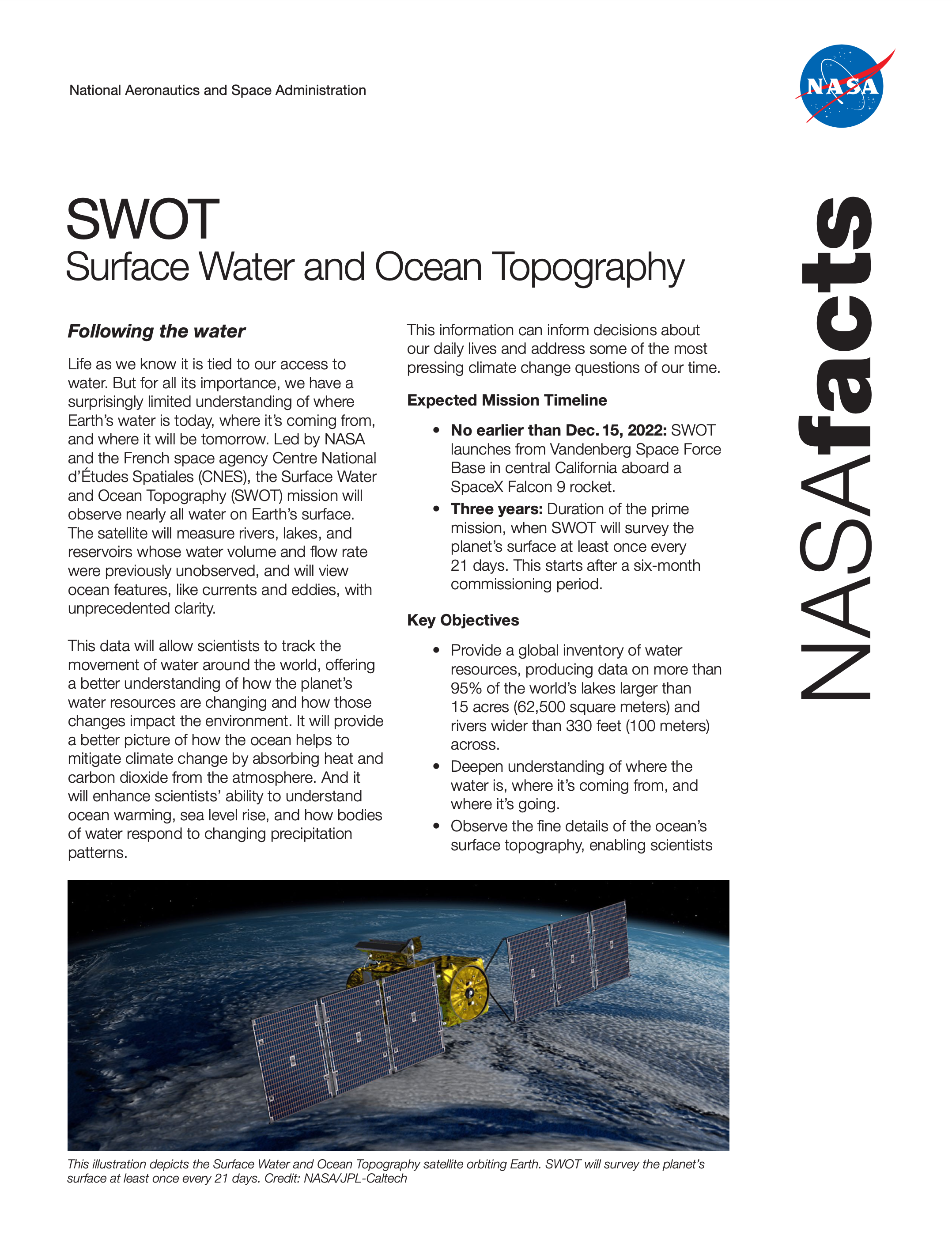 Surface Water and Ocean Topography Fact Sheet