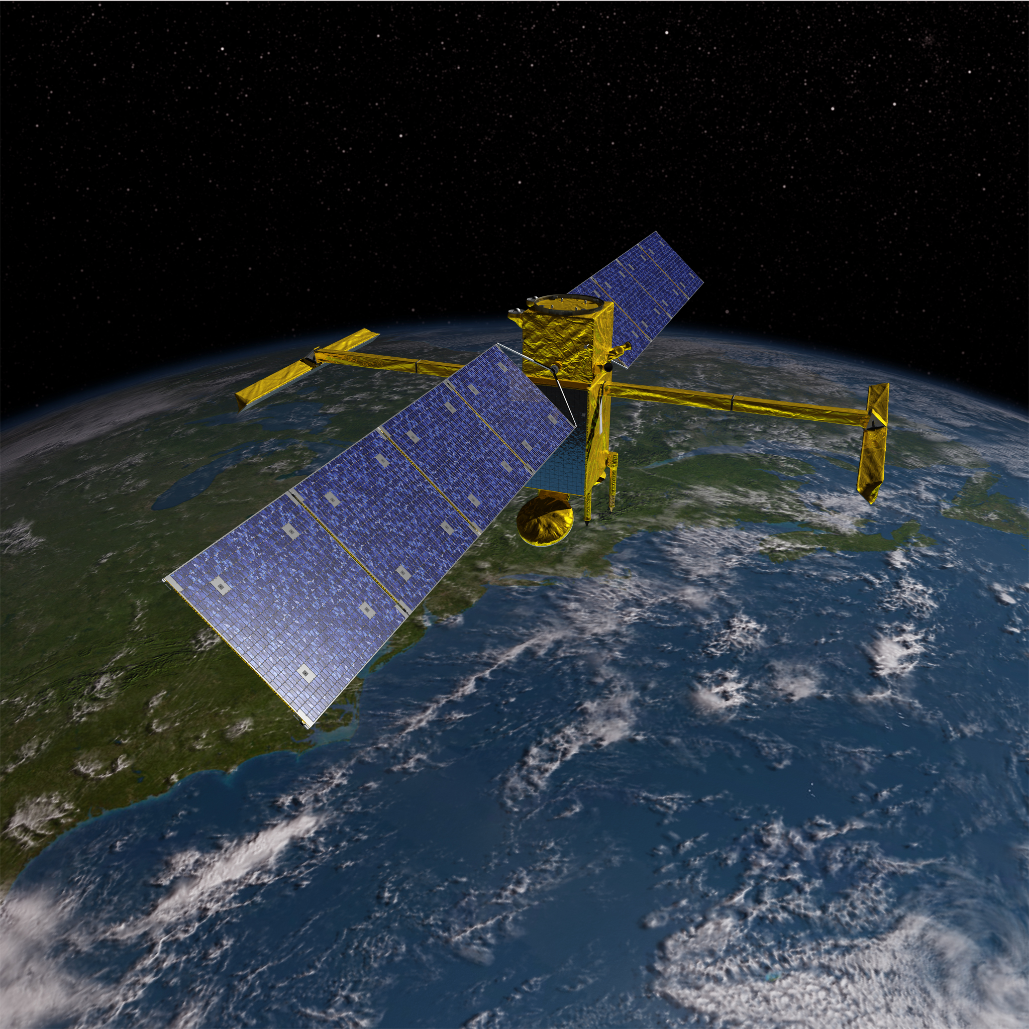 An artist’s concept of the SWOT spacecraft (March 2012).