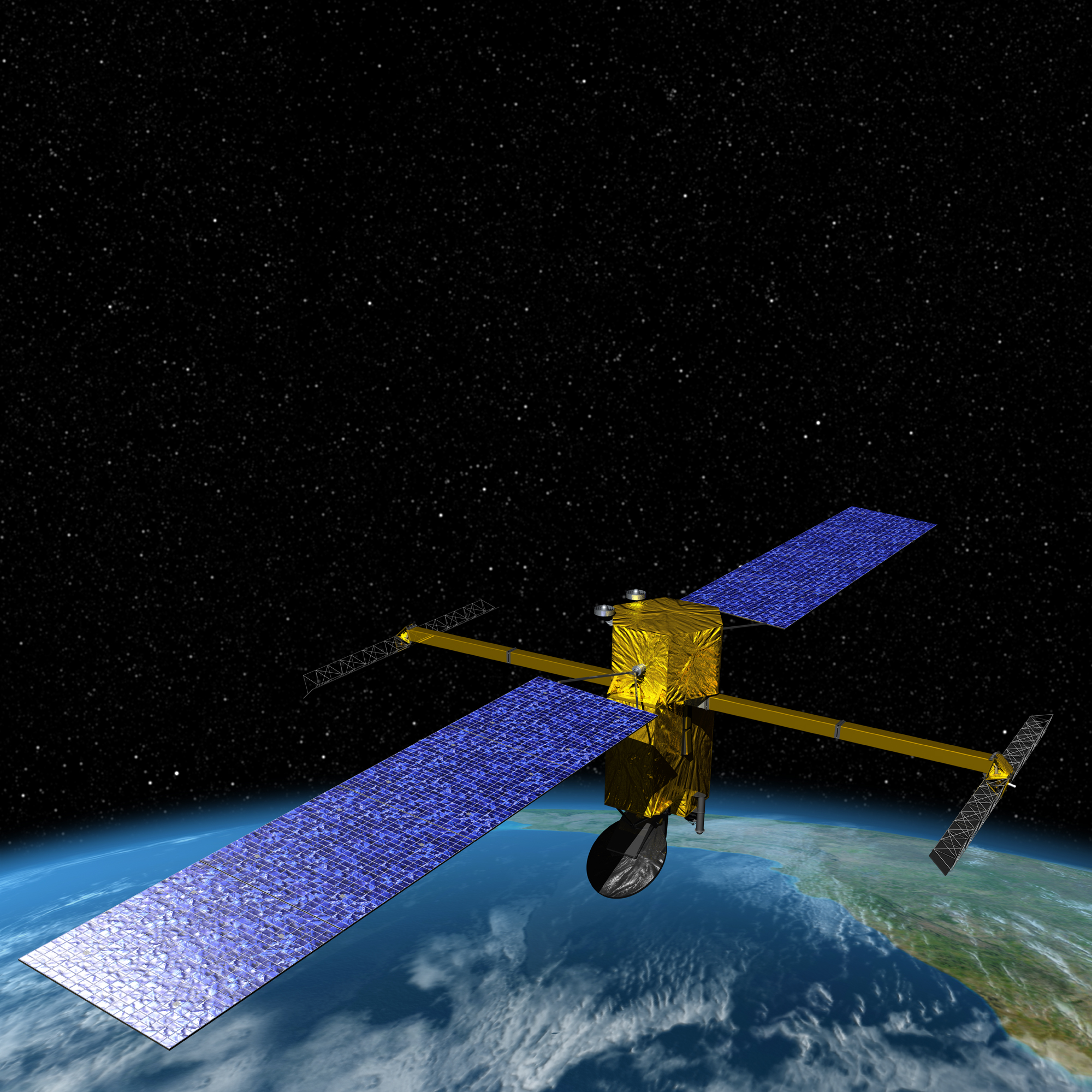 An early rendering of the SWOT spacecraft (February 2011).